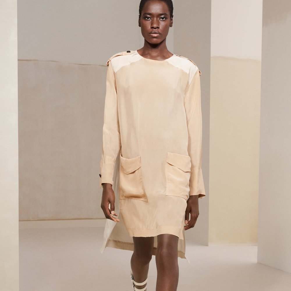 ZARA SURPLUS DRESS PEACH SMALL NWT